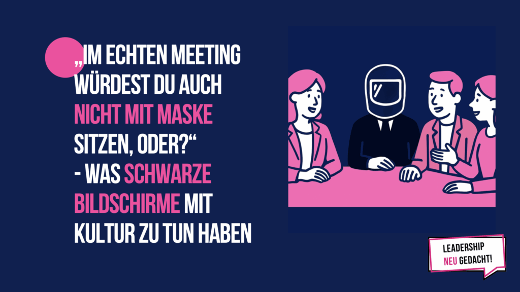 Meetingszene mit maskierten Teilnehmenden